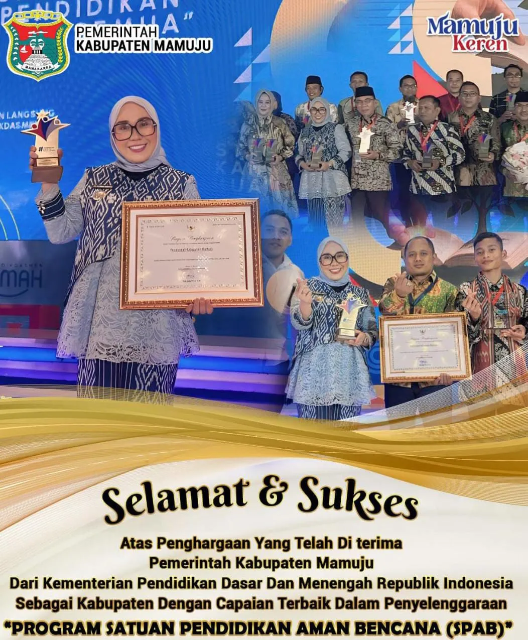 Pemkab Mamuju Terima Penghargaan Dari Mendikdasmen RI Sebagai SPAB Terbaik Se Indonesia