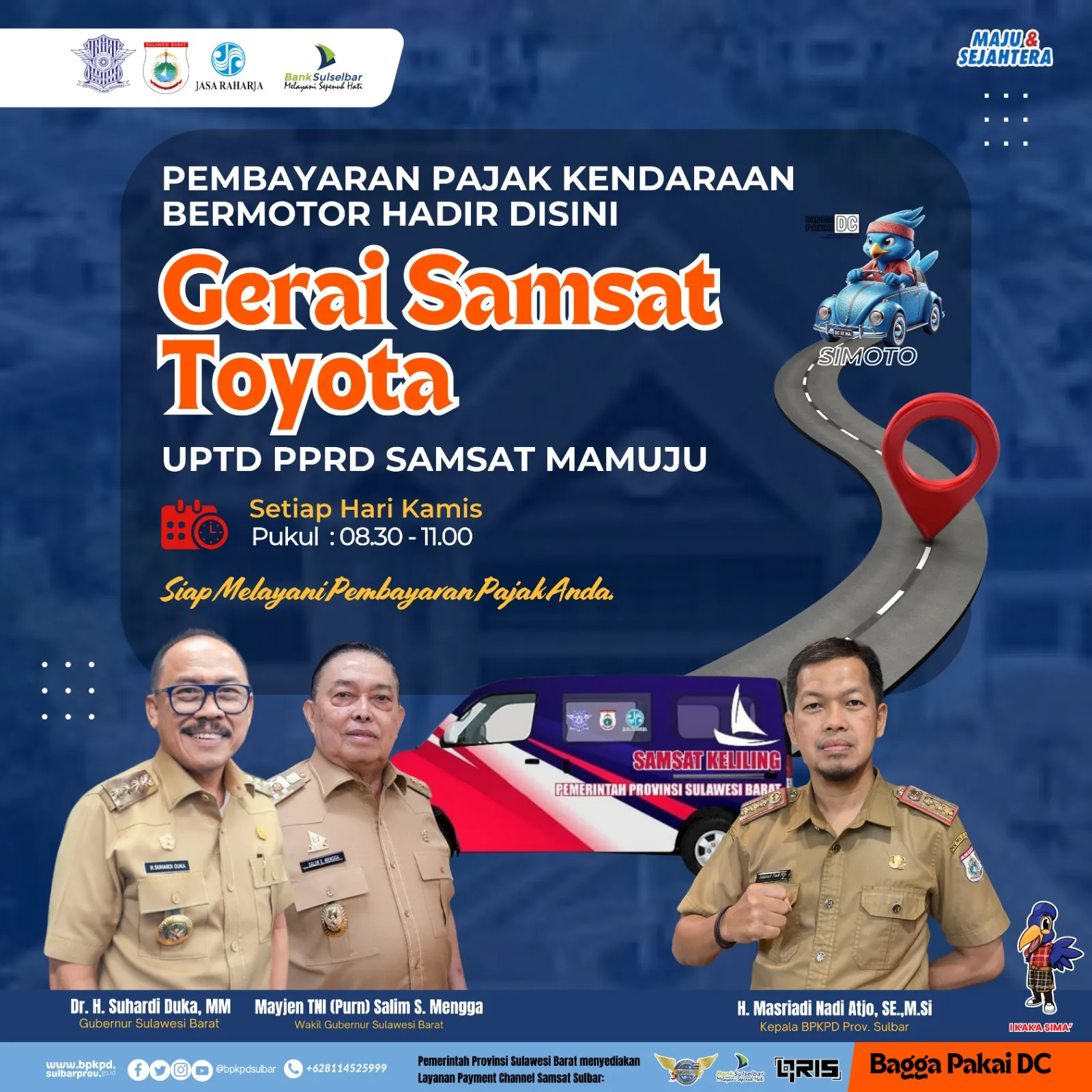 Bayar Pajak Kendaraan, BPKPD Sulbar Hadirkan Layanan Gerai Samsat Setiap Hari Kamis