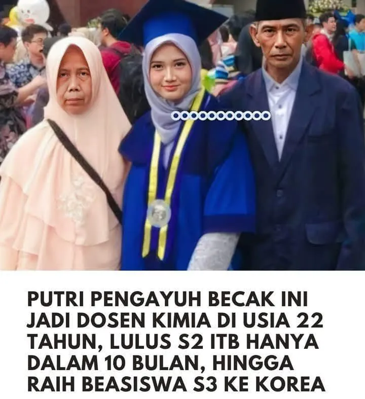 Keterbatasan Ekonomi Tidak Membuat Putri Pengayuh Becak Ini Raih Gelar S2 Cum Laude dan Jadi Dosen di Usia 22 Tahun