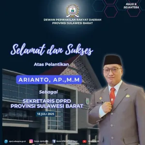 Segenap Pengurus JOIN Sulbar Mengucaplan “Selamat dan Sukses atas Pelantikan Bapak ARIYANTO, AP.,M.M sebagai Sekretaris DPRD Provinsi Sulawesi Barat.”