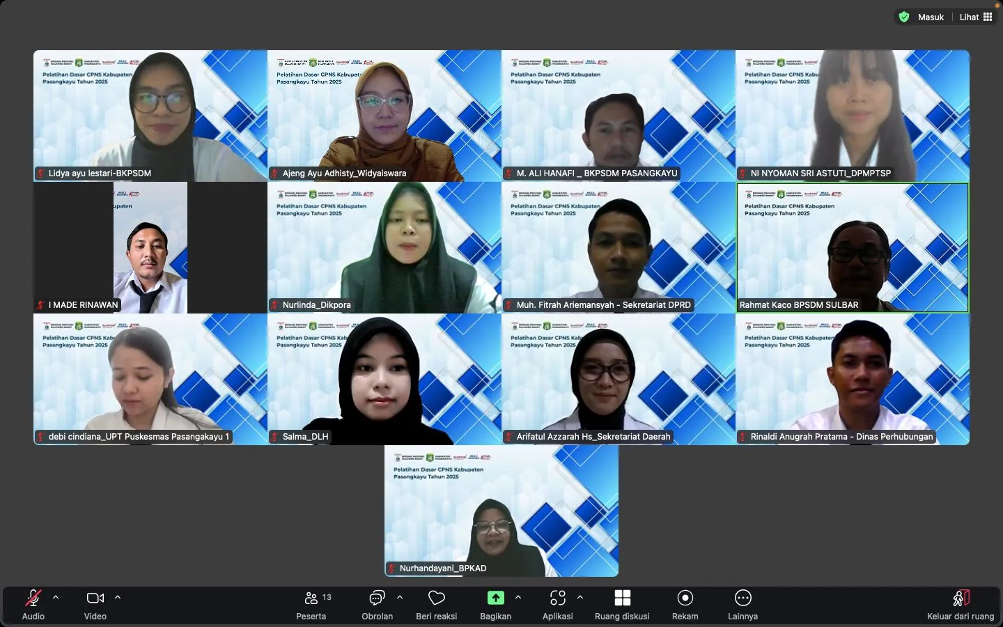 Pelatihan Dasar CPNS Wilayah Kabupaten Pasangkayu Resmi Dimulai
