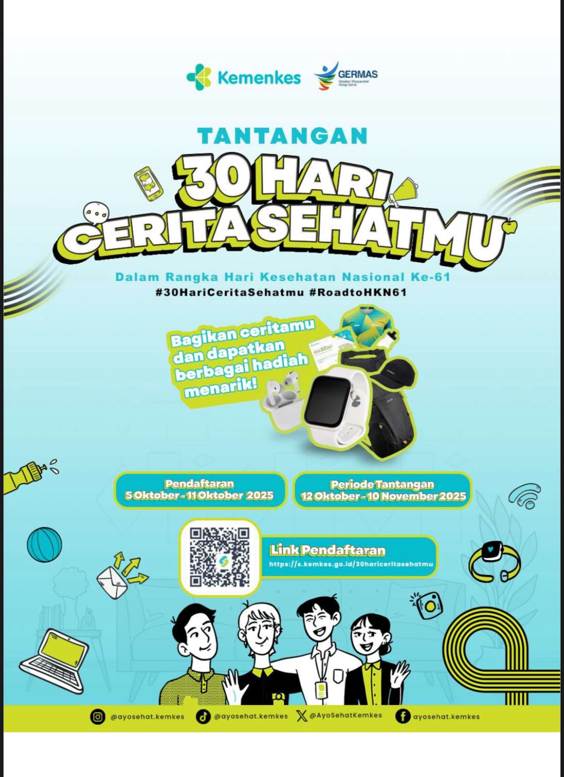 Peringati HKN ke-61, Kemenkes RI Buat “Tantangan 30 Hari Cerita Sehatmu”, Dinkes Sulbar Ajak Masyarakat Meriahkan dan Rebut Hadiahnya